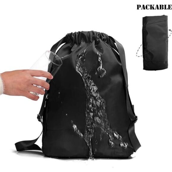 Waterproof Drawstring Gym Backpack Bag for Men & Women, Sport Gym Sack Mini - Picture 5 of 8